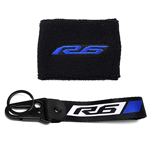 Image of Compatible with R6 YZFR6 YZF R6 R6S 1999-2021 2022 2023 2024 2025 Motorcycle Front Brake Fluid Reservoir Sock Cover Oil Cup Sock & Keyring Key Chain (Blue)