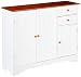 Kings Brand White / Walnut Finish Wood Kitchen Storage Buffet Cabinet