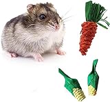 3 Pcs Cute Corn-Shaped Bunny Chew Toys - Teeth Care Molar Play Toys for Hamster Rabbit Guinea Pig Chinchilla Bird