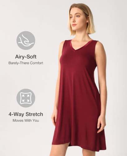 Image of GYS Cooling Bamboo Viscose Nightgowns for Women, Lightweight Sleeveless V Neck Sleep Shirt for Hot Sleepers, Soft Night dress