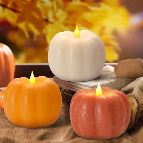 Bougies LED citrouille d'automne avec télécommande et minuterie pour déco de table rustique