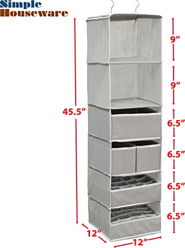 Simple Houseware 6 Shelves Hanging Organizer With Drawers, Grey #TOP2