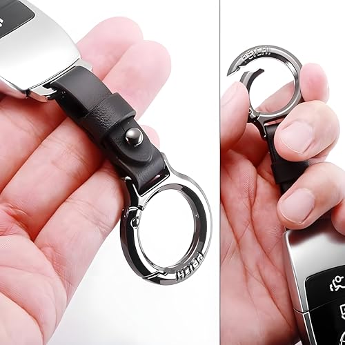 Image of Clear TPU Key Cover and Keychain Compatible for Toyota Fortuner | Hilux | Innova Crysta | Fortuner Legender | Innova HyCross | Land Cruiser Smart Key (Clear with SP02 Leather Black Keychain)