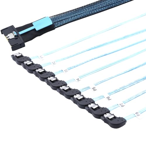 Cable Convertidor MCIO PCIe Slimline SFF-8654 8i a 8x SATA 7P Ángulo Recto 0.5m miniatura 6