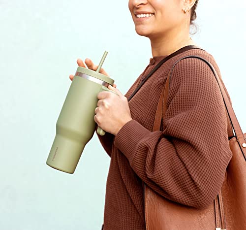 Raepperhan 40Oz Car Travel Mug With Handle And Straw Lid | Stainless Steel Insulated Mug | Hot & Cold Drink Mug Mug, Fitness & Sports Mug (Glacier Green) #TOP6