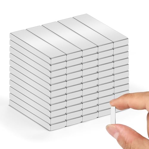 Image of Small Strong Neodymium Magnets Bar 55Pcs, 0.79x0.2x0.08inches Powerful Rare Earth Magnet, Rectangular Magnetic Bar, Mini Fridge Magnets for Crafts, DIY, Office, Tool Storage