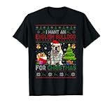 Photo Gallery voglio un bulldog inglese per natale divertente maglione cane maglietta Photo Gallery voglio un bulldog inglese per natale divertente maglione cane maglietta