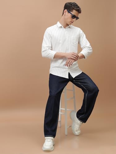 Image of Highlander Men's Slim Fit Striped Shirt | Full Sleeves | Everyday Wear Stylish Shirt for Men