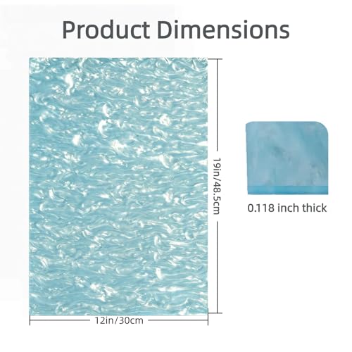 Image of TOEPODO Cast Acrylic Sheet Pearlescent Ripple Acrylic Sheet 1 /8 inch Thickness, 19 inchx12 inch, Marble Acrylic Sheets for Laser Cutting, Ideal Material for DIY Crafts /Home Deco(2pcs,Water Blue,19x12inch)