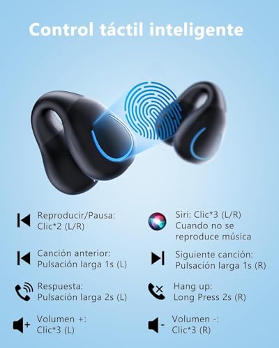 Paekole Auriculares Inalámbricos Bluetooth 6.1 Open Ear Clip, Audífonos Deportivos Ultraligeros Oreja Abierta, Pantalla LED 40H Autonomía, Micrófono ENC IPX7 para Running Ciclismo Gimnasio Oficina