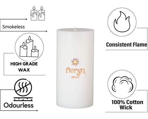 Image of Floryn Decor Wax White Pillar Candles Combo Set of 2 Smokeless Odourless Dripless Long Burning Candle (2.5 by 2.5 inches)