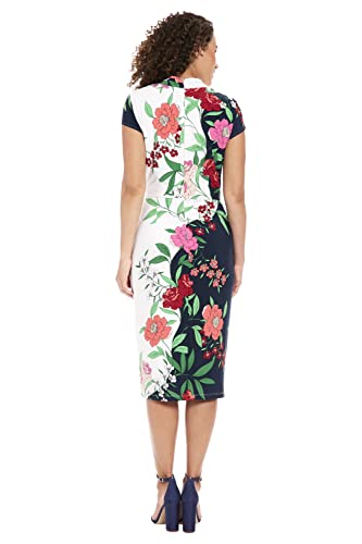 Image of London Times Women's London Times Women's Dresses V-Neck Cap Sleeve Sheath Dress Guest of Desk to Dinner Easy Comfortable Garden Party