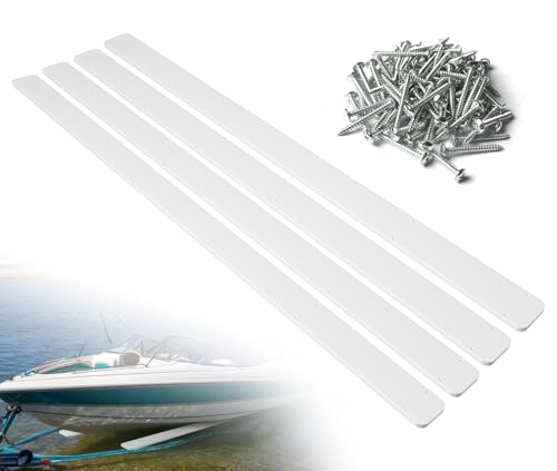 Nalwort 3 x 48 Boat Trailer Bunk Slides Heavy Duty PE Glide Pads for Full Support Kit of 2 Includes Pre-Drilled Holes and Screws for Easy Launch and Load Fits Various Boats