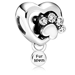 Sparkling Animal Paw Print & Heart Charm