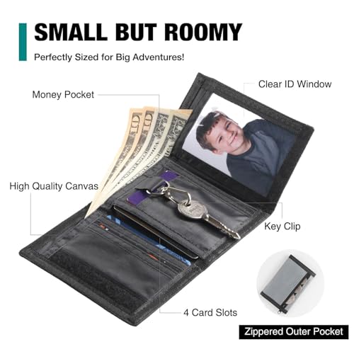 Image of Kids Wallets for Boys & Girls, Toddler to Teen, RFID Nylon /Canvas with Coin Pocket