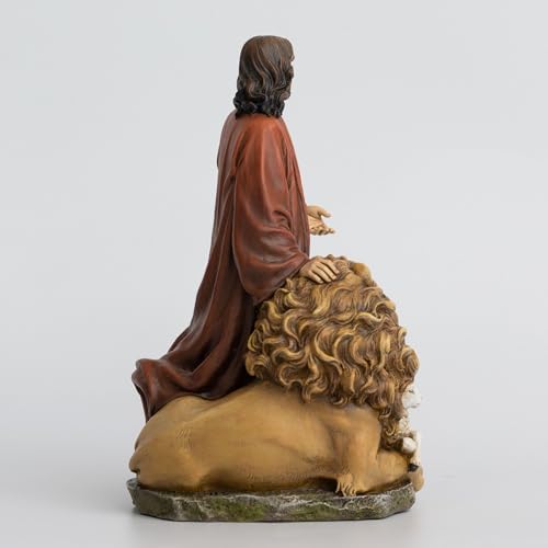 Estatua de Jesús con León y Cordero 10.8 Pulgadas miniatura 5