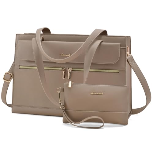 Image of Laptop Bag for Women Leather Laptop Tote Bag Large Computer Bag Waterproof Business Office Work Bag