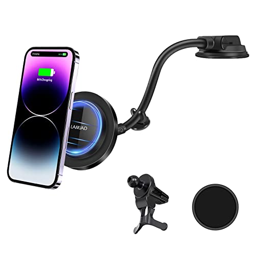 Lamjad M8 Magnetic Wireless Car Charger, Fast Charging, Compatible For Magsafe Car Charger,Iphone 14/13/12 Series,Air Vent Dashboard Car Mount Phone Holder #TOP2