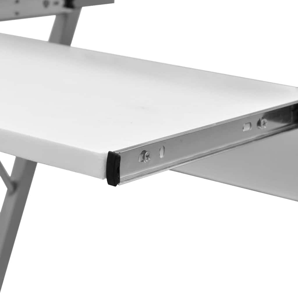 Mesa de ordenador blanca sobre ruedas, carrito para ordenador portátil y PC, mesa de oficina con bandeja para teclado, superficie de trabajo de 60 x 40 cm, para oficina en casa, estudio y