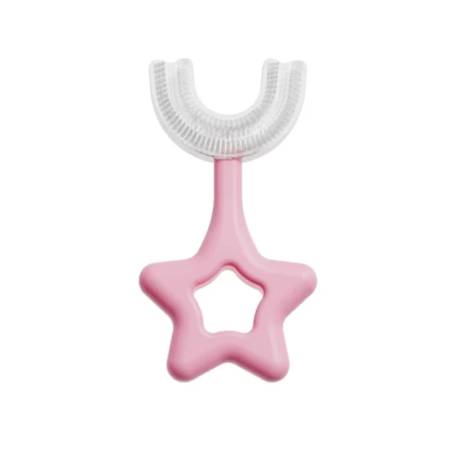 U-Shape Silicone Manual Toothbrush for Kids, Star Handle | Soft Flexible Bristles, Easy Grip Handle, 360° Teeth Cleaning, For Toddlers, Multicolour-image-23