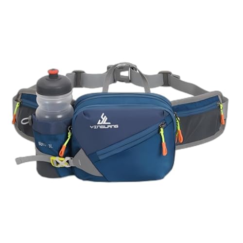 Waist Pack with Water Bottle Holder for Men and Women for Running Climbing Hiking Fitness Cycling and Other Outdoor Sports (Water Bottle Not Included) -Dark Blue