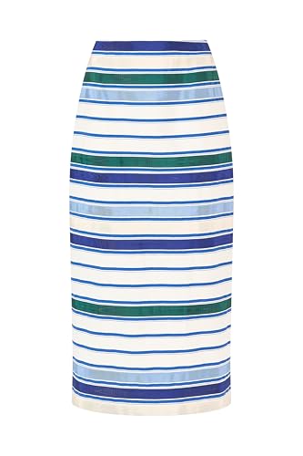 Ribbon Classic Pencil Skirt in Coastal Stripe Cotton