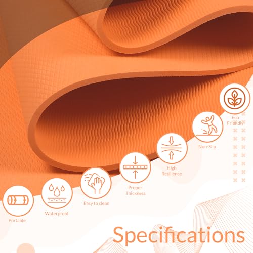 Fitness Mantra® 6mm Yoga Mat with Carrying Strap for Gym Workout and Yoga Exercise Anti-Slip Yoga Mat for Men & Women Fitness|Color Orange| 3 41obr+vJs0L