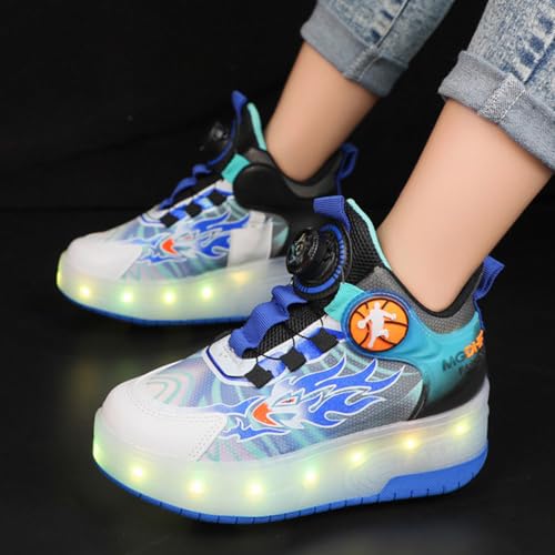 Roller Skate Shoes, Automatic Retrectable Technical Skateboarding Skates for Kids Shiny Sneakers Black Blue for Girls Boys Birthday Gift4