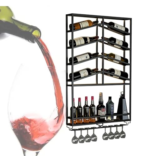 Étagères de bar murales pour bouteilles et verres à vin avec profilé LED