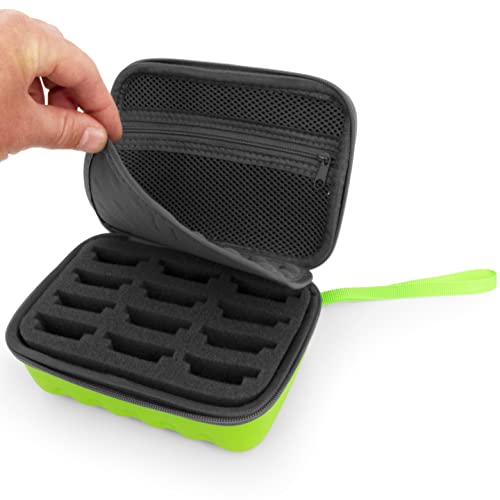 Casematix Green Clipper Blade Holder For 12 Blades - Protective Clipper Blade Storage Case With Barber Blade Holder Foam And Hard Shell Impact-Resistant Outer, Case Only #TOP6
