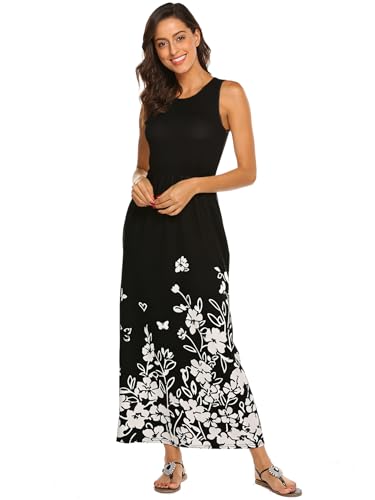 Image of Hount Women's Summer Sleeveless Striped Flowy Casual Long Maxi Dress with Pockets