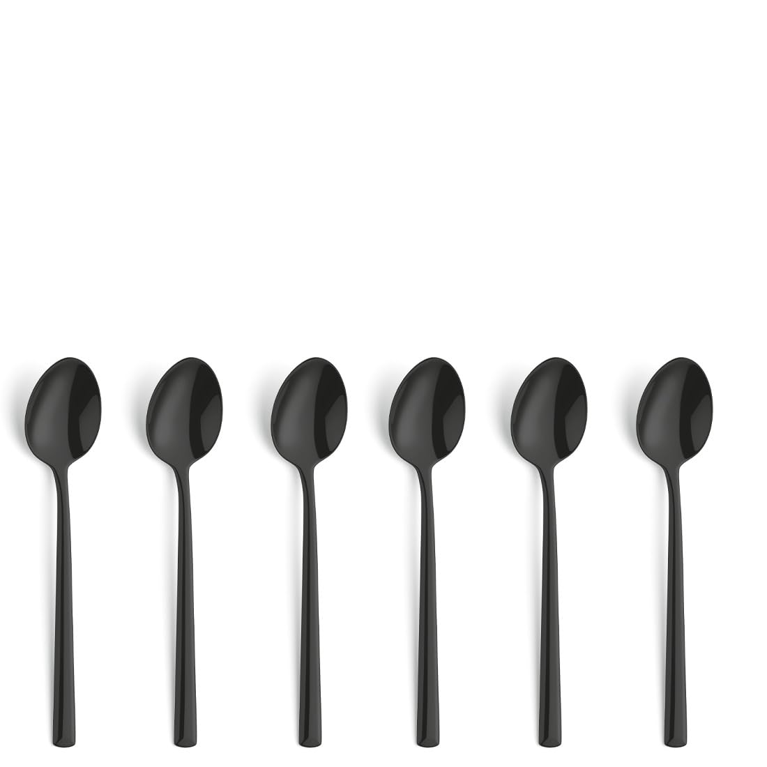 4 Schwarze Edelstahl-Kaffeelöffel – 17,2 Cm Lang, Satiniert, Perfekt Zum Rühren & Für Desserts