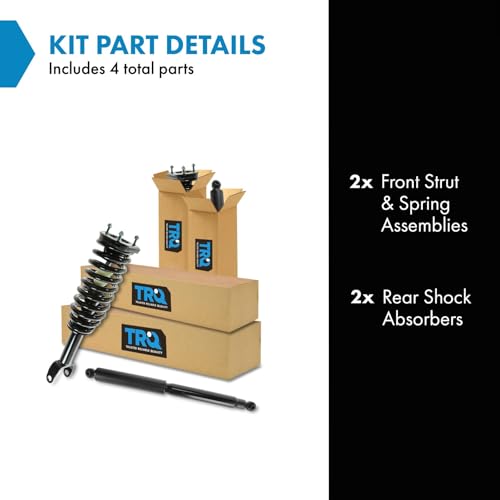 Image of TRQ Front and Rear Complete Strut Assembly & Shock Absorber Kit Complete Strut & Coil Spring Assembly Compatible with 2005-2009 Dodge Dakota 2006-2009 Mitsubishi Raider