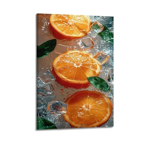 Poster artistique moderne orange glacée pour réveiller un mur blanc 50x75