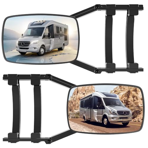 Lot de 2 rétroviseurs universels pour caravane - Double rétroviseur latéral - Angle mort - Pour camping-car, caravane - Types de véhicules courants