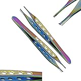 AAProTools Adson Gewebepinzette, deutsche Qualität, 12,9 cm, Mikro-Kocher-Zange, 1 x 2 Zähne, Titan, Edelstahl, Fenestration, Präparieren