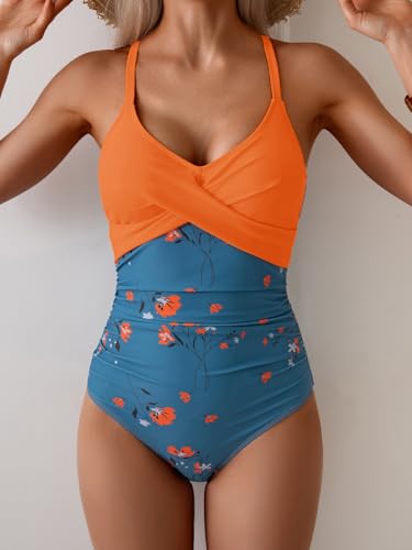 Image of B2prity Women's One Piece Swimsuit Tummy Control Front Cross Bathing Suit