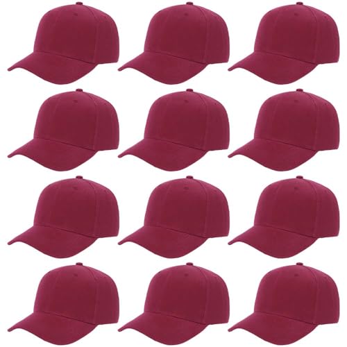 Image of ZH Plain Adjustable Baseball Cap - Lot of 12 Unisex Blank Design Caps