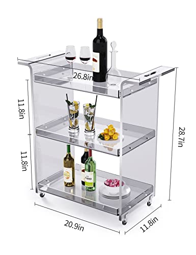 Solaround Acrylic Bar Cart Clear Furniture For Dining Room Bar Trolley Rolling Carts #TOP4