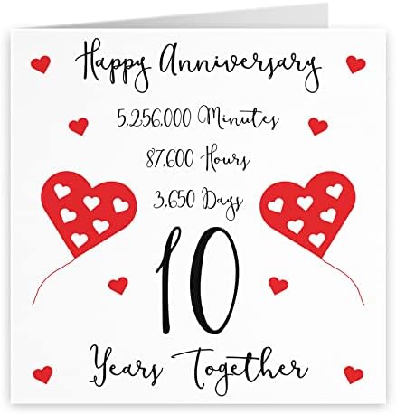 Hunts England 10th Wedding Anniversary Card - 10 Years Together - Happy Anniversary - Timeless Collection (Standard (148 x 148 mm))