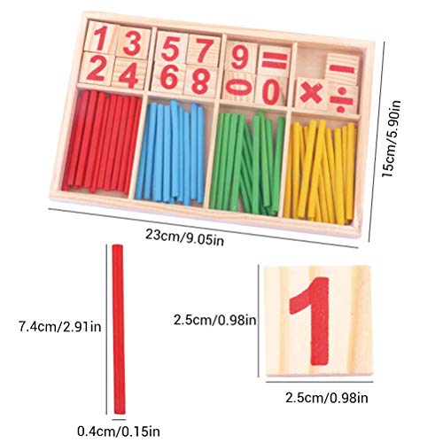 Yeaphy Bastões de contagem de letras de números de madeira, bastão de inteligência matemática, bloco
