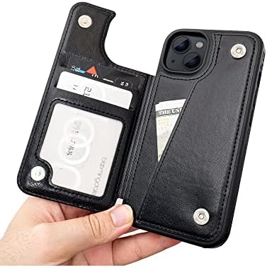 OCASE for iPhone 13 Case, Premium PU Leather iPhone 13 Wallet Case Flip Phone Cover with[TPU Inner Shell][RFID Blocking][Card Holder] for the 6.1 Inch 2021 5G,Black