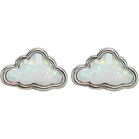 Cloud Earrings: Silver-Plated Opal Stud Earrings