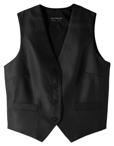 Women's Diamond Brocade V-Neck Vest, BLACK, XX-Large R