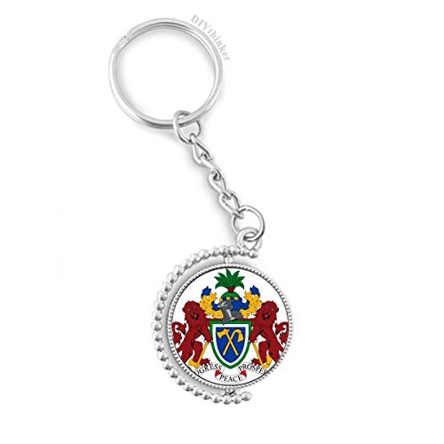 Porte-clé Gambie emblème national rotatif 3 cm x 8,9 cm multicolore pour sac et clés