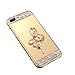 Produktbild kompatibel mit iPhone 7 Plus Hülle,iPhone 8 Plus Hülle,[Ring Ständer] Glitzer Spiegel TPU Silikon Hülle,Glänzend Überzug Mirror Effect Silikon Schutzhülle Handyhülle für iPhone 8 Plus/7 Plus,Gold