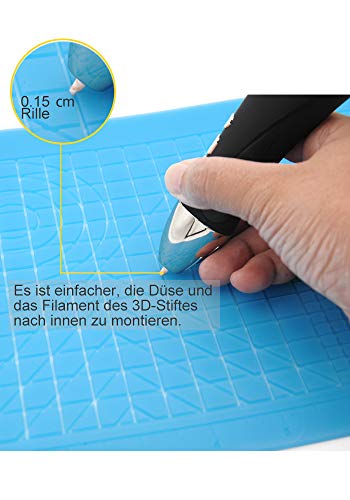 3d Stifte Unterlage Silikon matte, 3d Stifte Zubehörteil 27 * 21.5cm Durchscheinend Blau Zeichenwerkzeug mit Basisvorlagen für Kind und Anfänger, Geschenke zum Kindertag