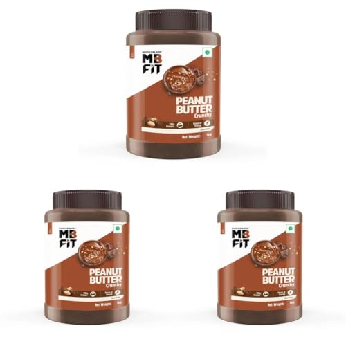 Image of MuscleBlaze Fit Chocolate Peanut Butter (Crunchy, 1kg) | High Protein | No Trans Fat, Energy Booster (Pack of 3)