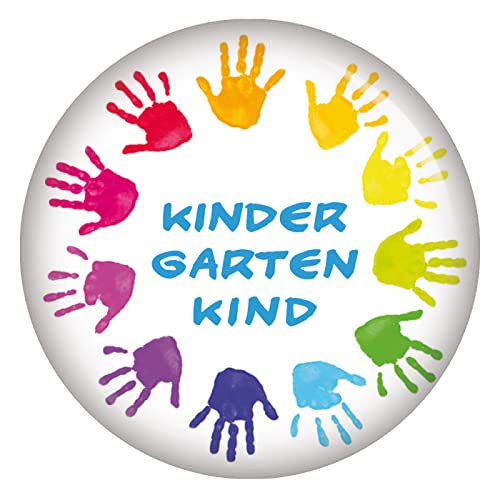 Kiwikatze Kindergartenkind Hände Button 37 mm Ansteckbutton Kindergarten Geschenke für Kinder Kita Rucksack Einschulung Geschenk Deko Geschenke Kalender Countdown Ansteckpins Ansteckbutton Cover