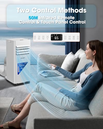 Lovewind 10000 BTU Portable Air Conditioners, Cool Up to 450 Sq.Ft, 4 IN 1 Quiet Portable AC Unit with Remote Control, Dehumidifier & Fan Modes, LED Display, 24H Timer, Installation Kits, White
